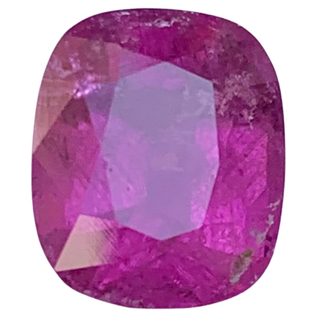 Bague en tourmaline rubellite naturelle rose violacé taille coussin de 4,50 carats