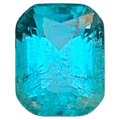 Ciondolo ad anello con tormalina naturale blu vibrante, gemma sfusa da 3.55 carati con taglio a cuscino