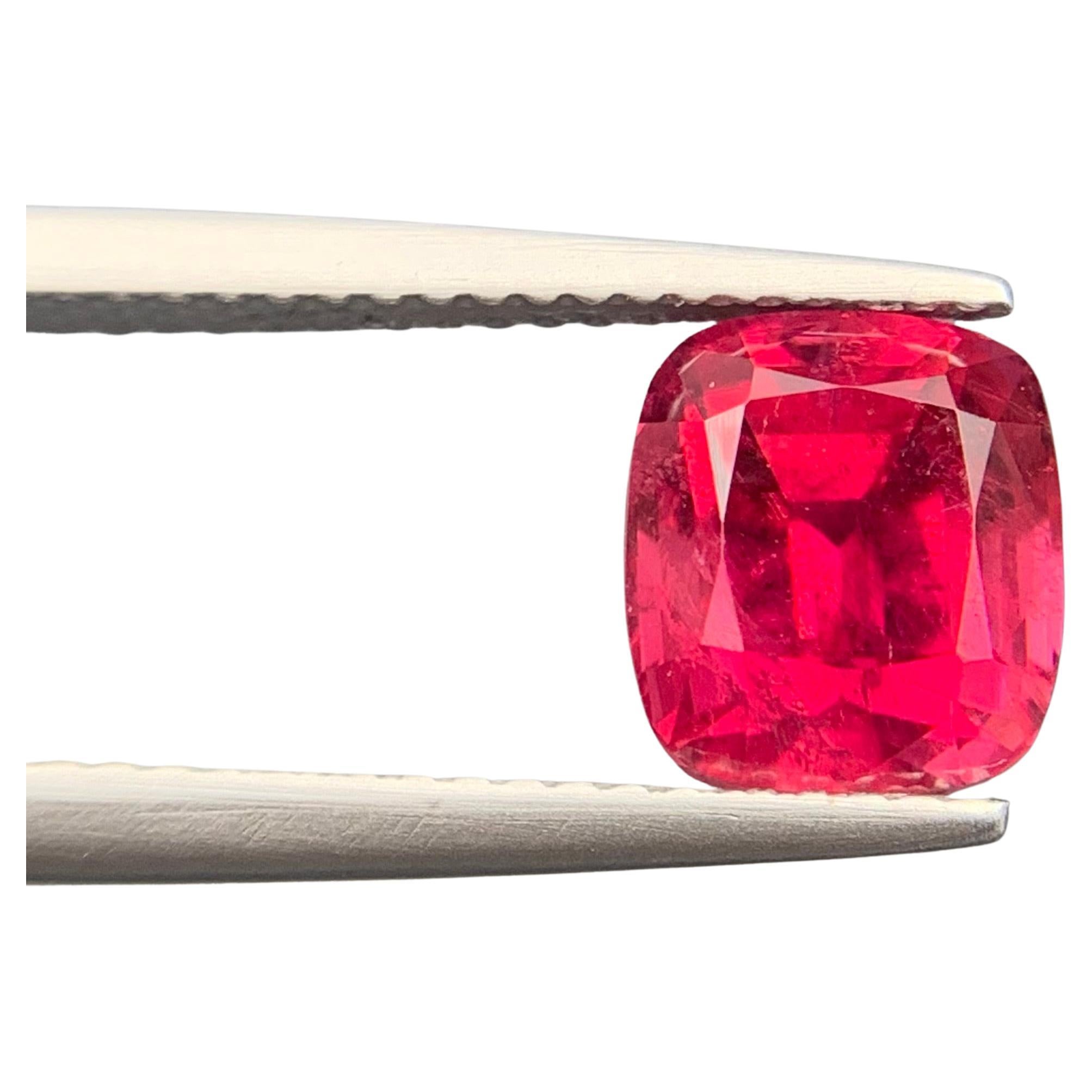 Reddish Pink Natural Rubellite Tourmaline Ring Loose Gemstone 2.75Ct Cushion Cut