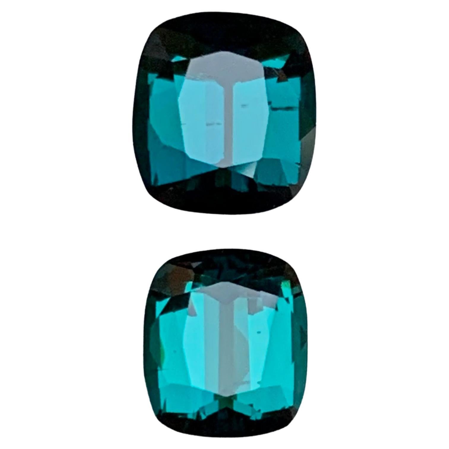 Bague en tourmaline naturelle bleu indicolite profond de 5,40 carats, taille coussin