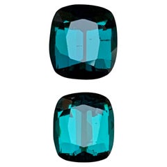 Bague en tourmaline naturelle bleu indicolite profond de 5,40 carats, taille coussin