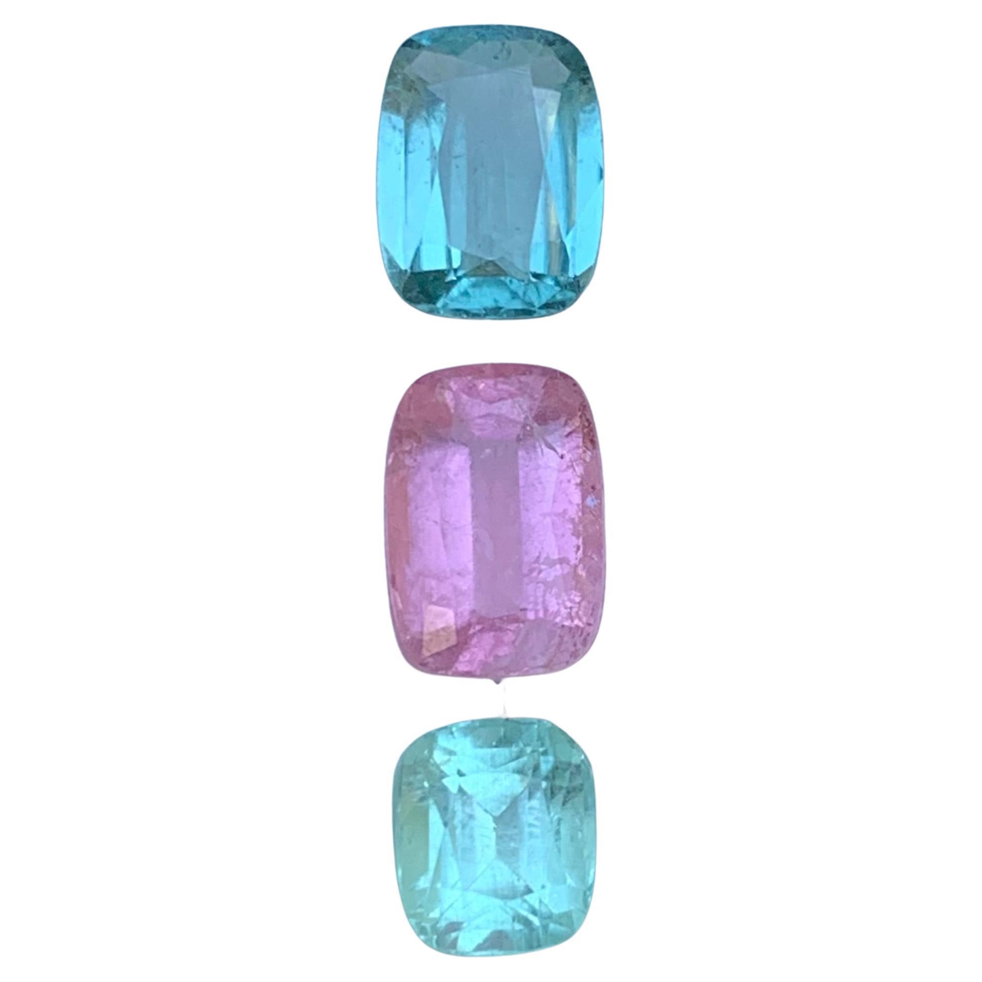 Gemme sciolte di tormalina naturale di colore azzurro, rosa e verde pastello da 3,55 ct-Jewell
