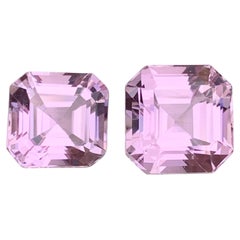 Lavender Purplish Pink Natural Kunzite Loose Gemstones Set 20.25 Ct Asscher Cut