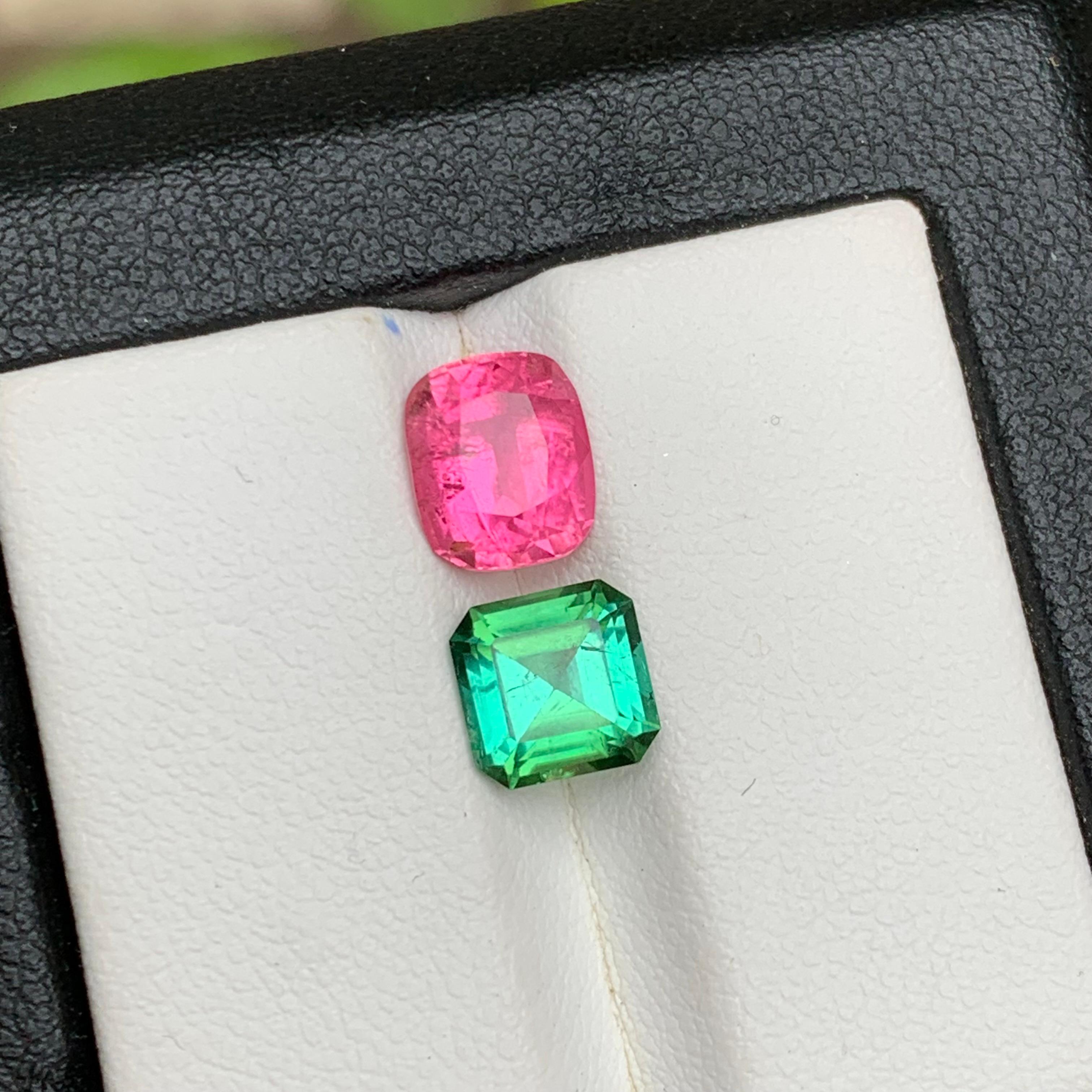 Tourmaline naturelle rose vif et vert bleuté, pierres en vrac 3,50 ct pour bijoux Neuf - En vente à Peshawar, PK