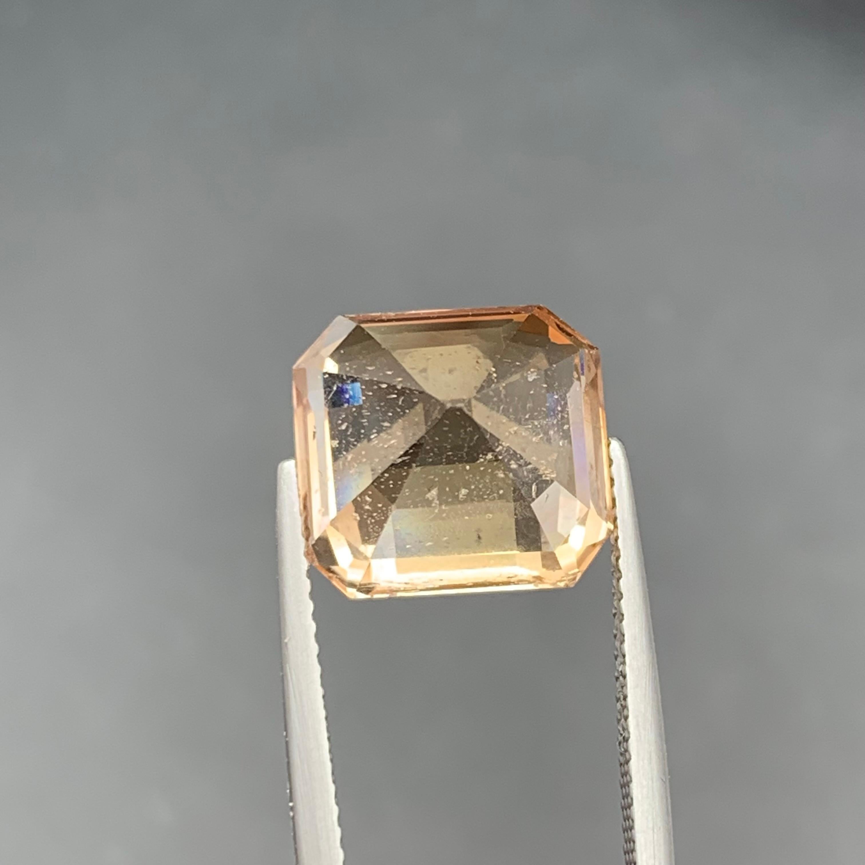 Bräunlich Goldener Natürlicher Topas Ring, Anhänger Loser Edelstein 12.90 Ct Oktagon Schliff im Angebot 2