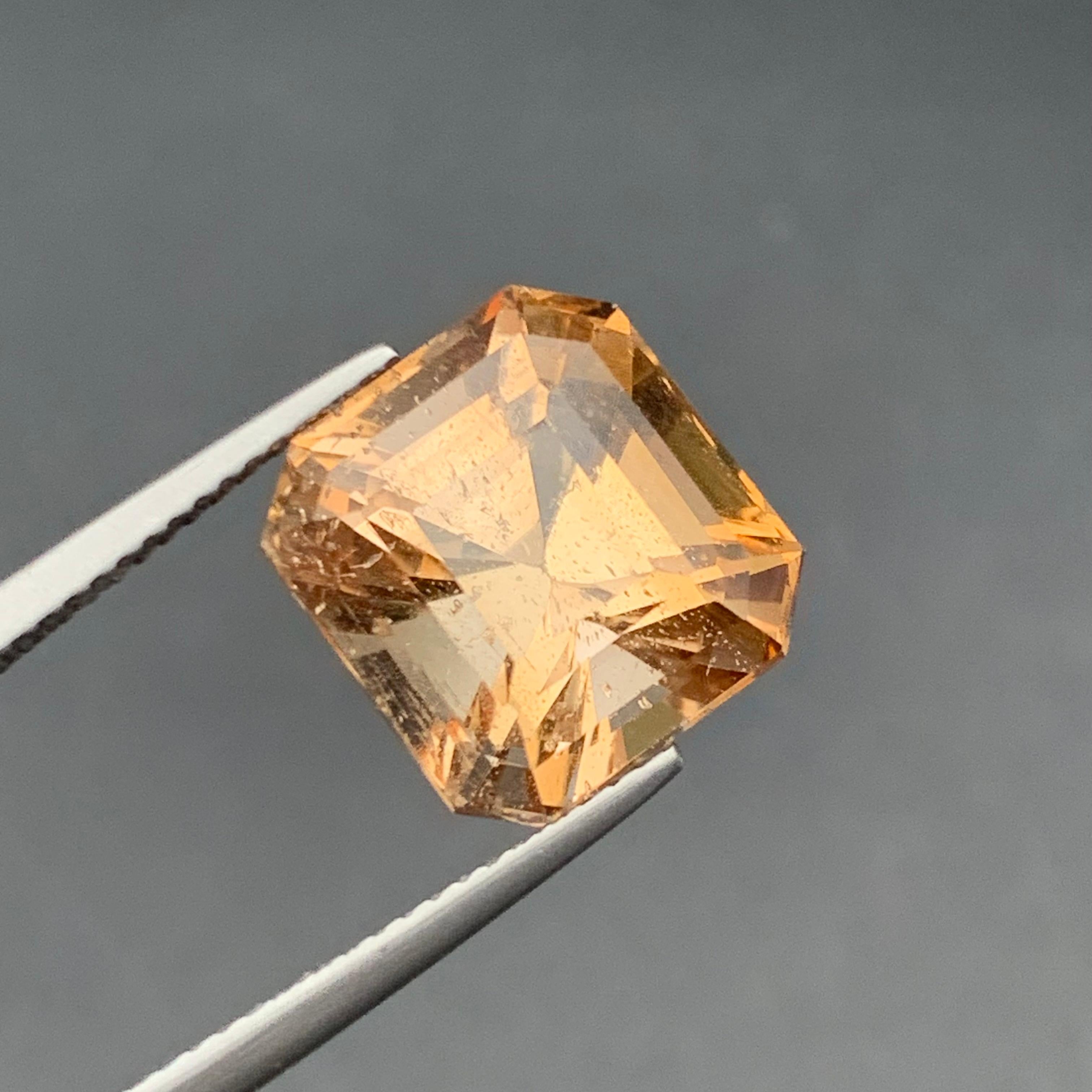 Bräunlich Goldener Natürlicher Topas Ring, Anhänger Loser Edelstein 12.90 Ct Oktagon Schliff im Angebot 1