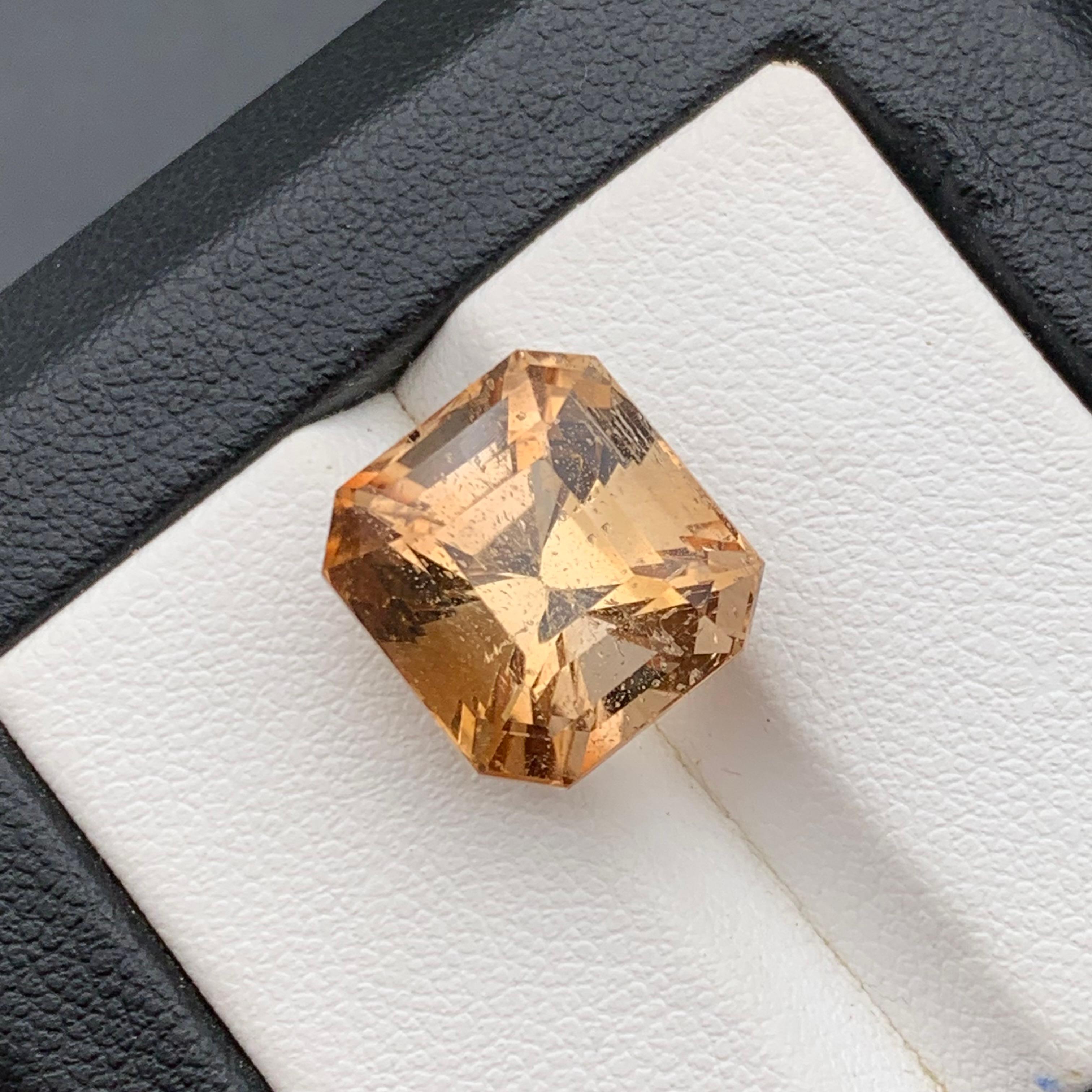 Bräunlich Goldener Natürlicher Topas Ring, Anhänger Loser Edelstein 12.90 Ct Oktagon Schliff für Damen oder Herren im Angebot