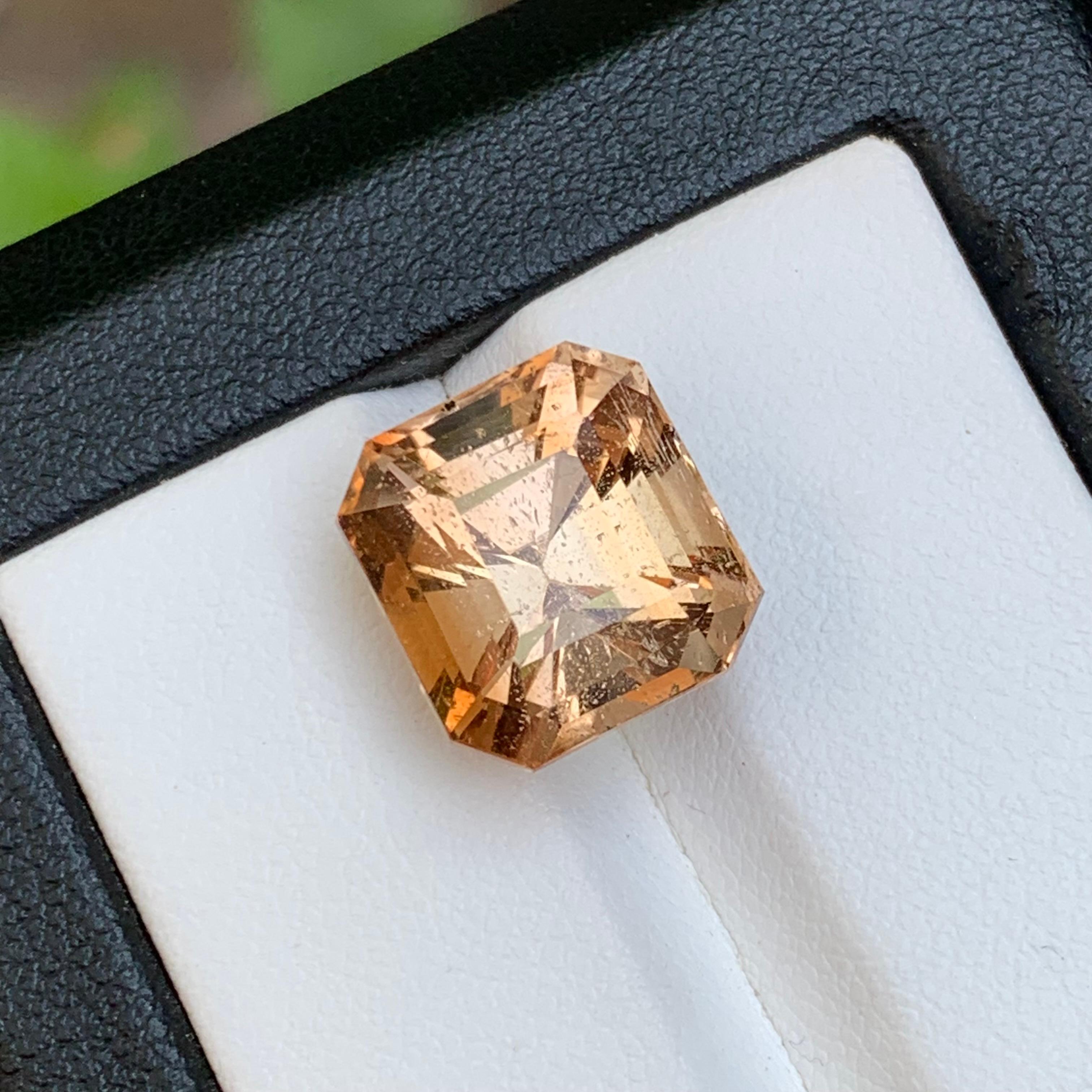 Bräunlich Goldener Natürlicher Topas Ring, Anhänger Loser Edelstein 12.90 Ct Oktagon Schliff im Angebot 3