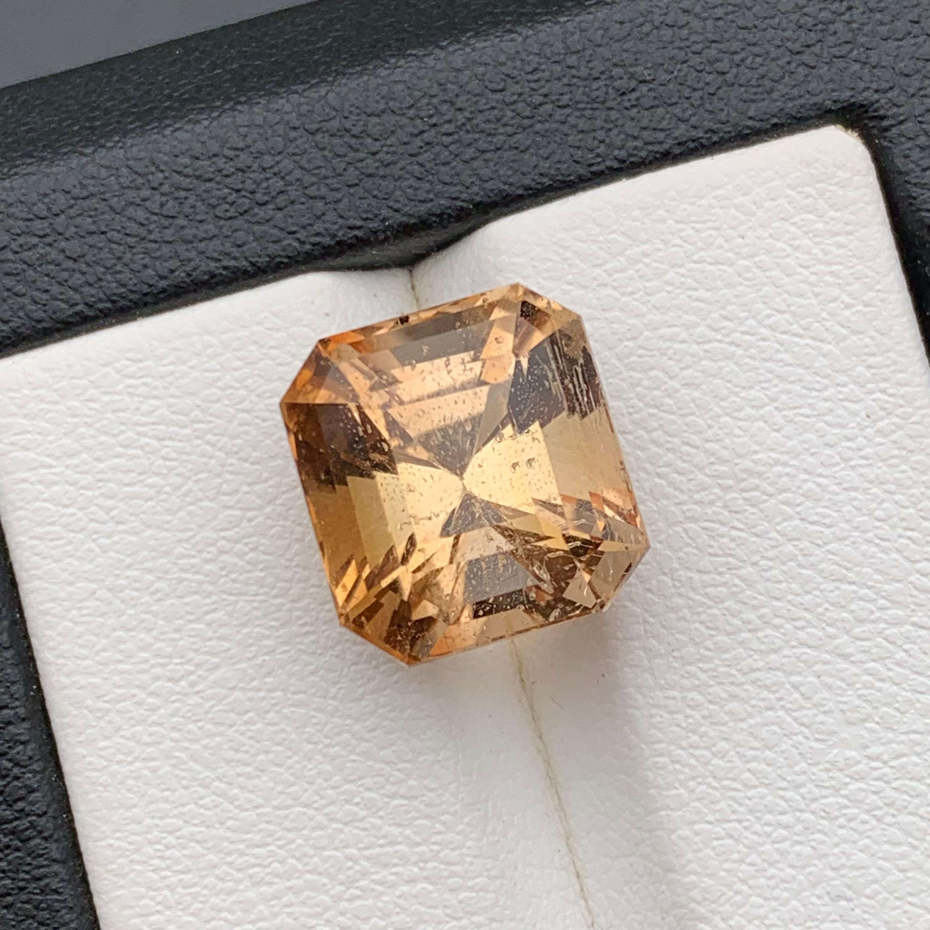 Bräunlich Goldener Natürlicher Topas Ring, Anhänger Loser Edelstein 12.90 Ct Oktagon Schliff im Angebot 5
