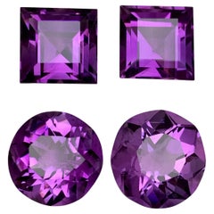 Rich Purple Natural Amethyst Loose Gemstones Set 40.45 Ct Princess & Round Cut