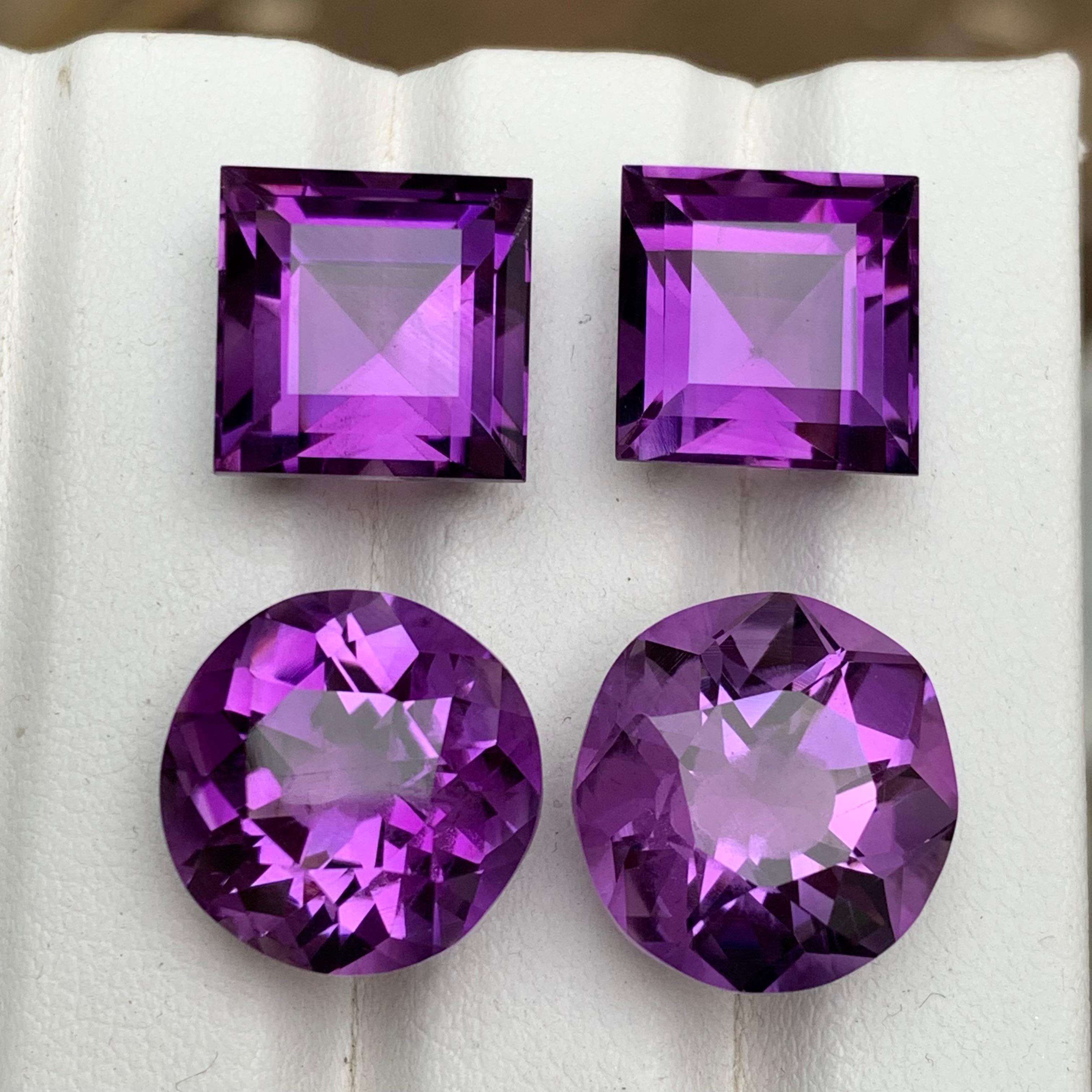 Rich Purple Natural Amethyst Lose Edelsteine Set 40,45 Ct Prinzessin & Runde geschnitten (Zeitgenössisch) im Angebot