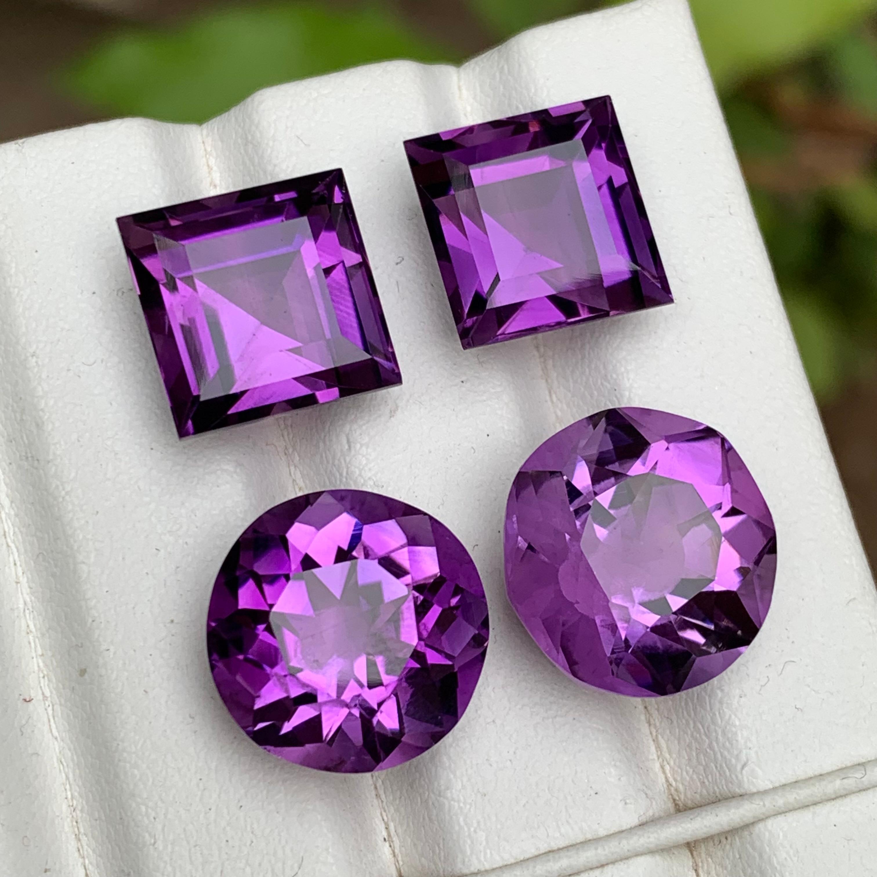 Rich Purple Natural Amethyst Lose Edelsteine Set 40,45 Ct Prinzessin & Runde geschnitten im Angebot 1