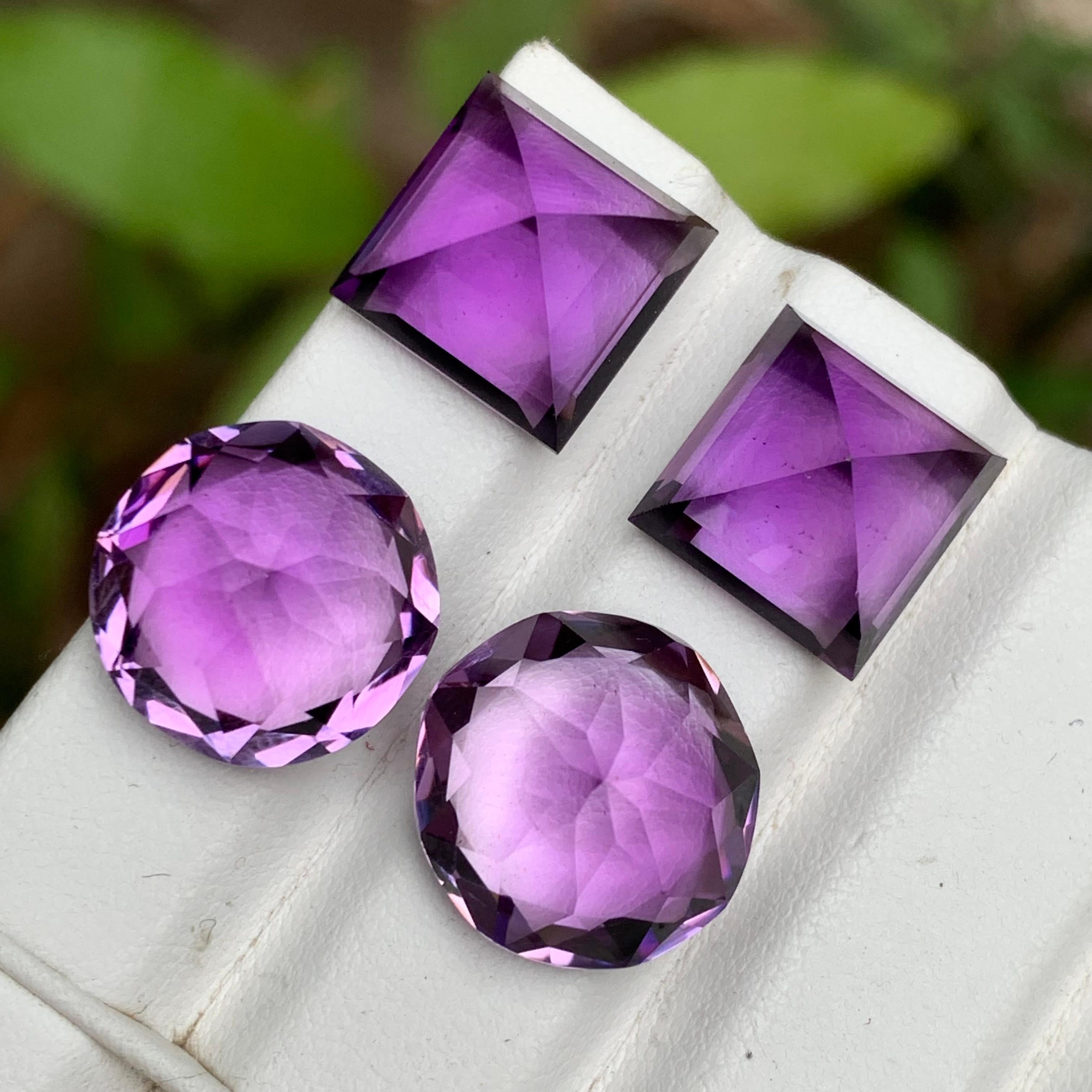 Rich Purple Natural Amethyst Lose Edelsteine Set 40,45 Ct Prinzessin & Runde geschnitten für Damen oder Herren im Angebot