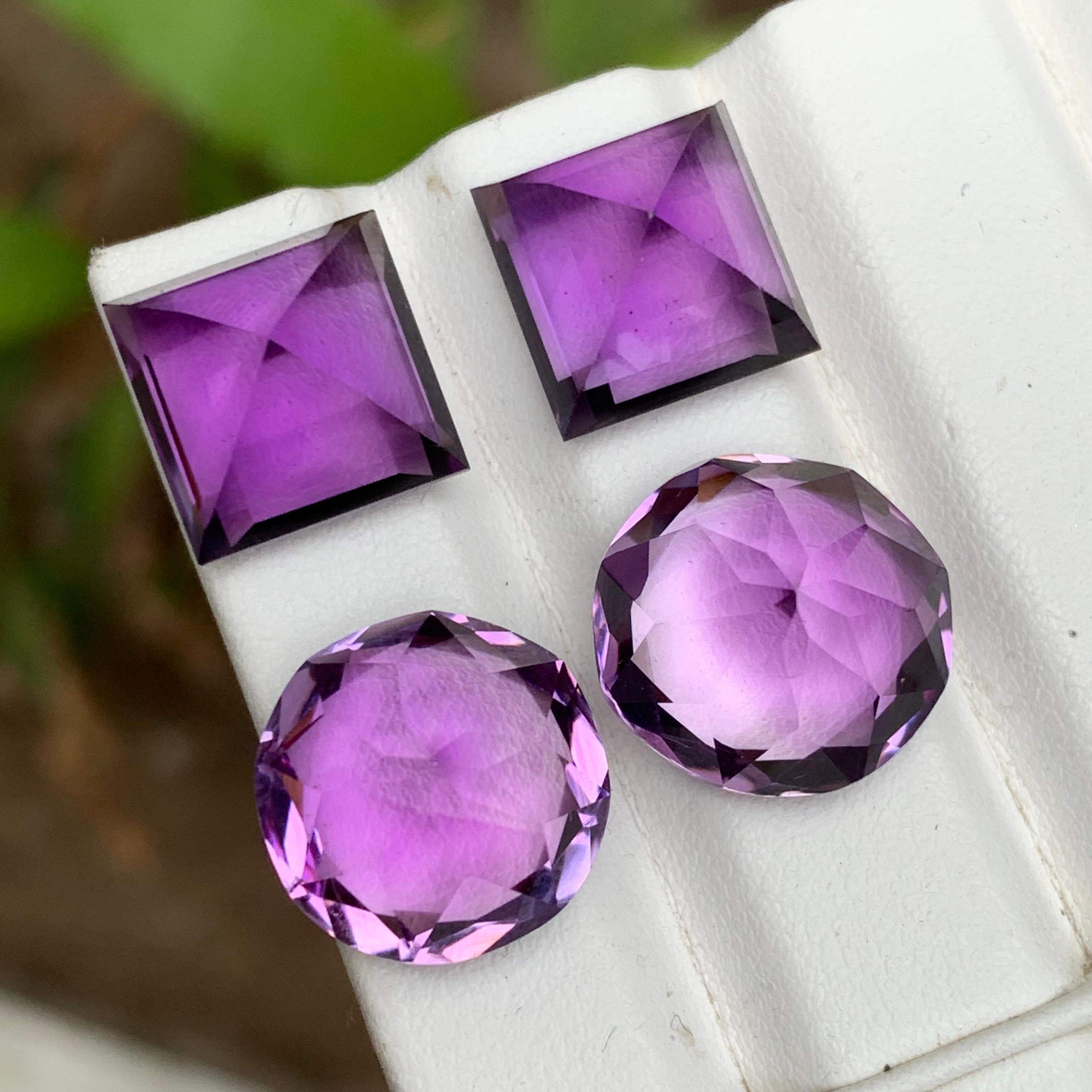 Rich Purple Natural Amethyst Lose Edelsteine Set 40,45 Ct Prinzessin & Runde geschnitten im Angebot 2