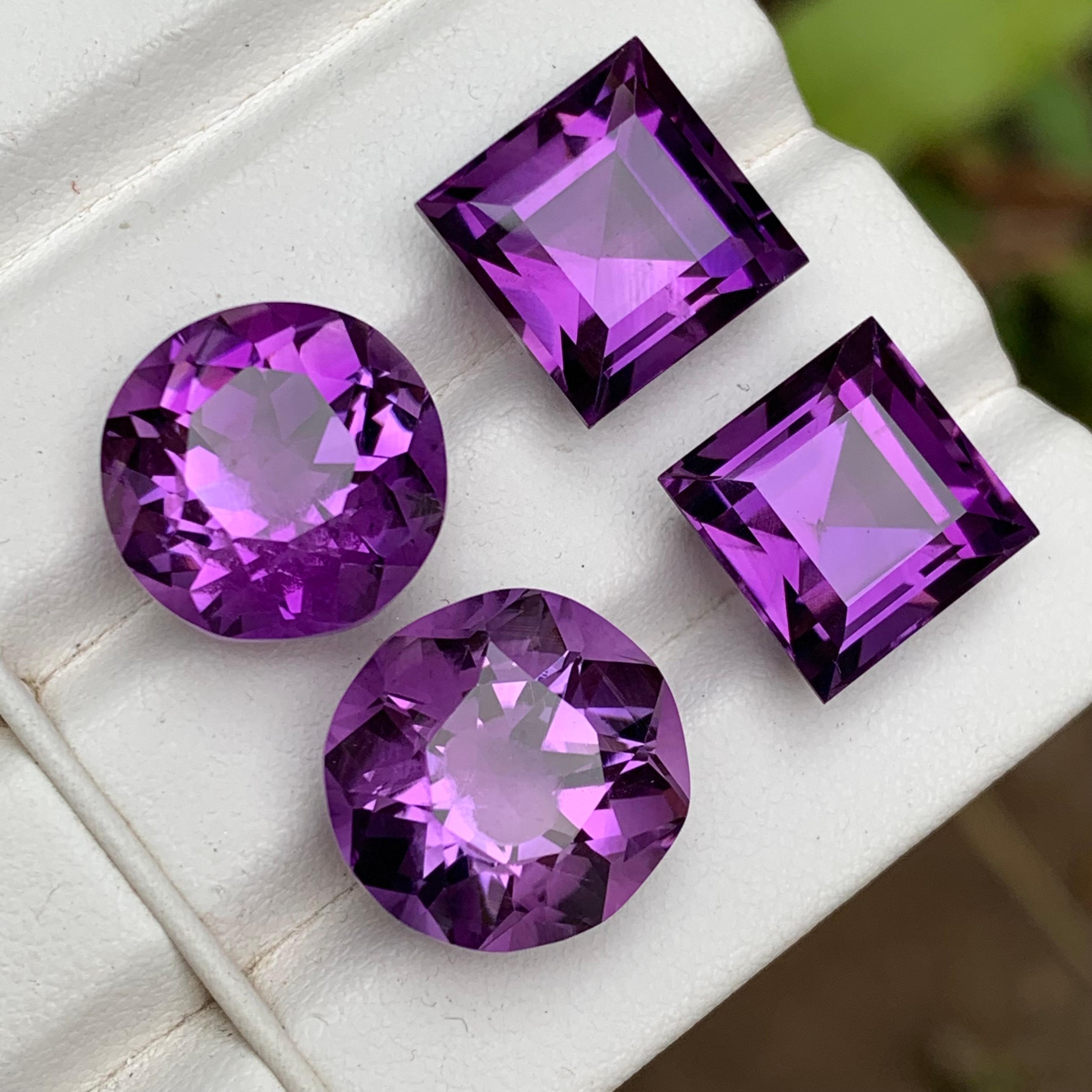 Rich Purple Natural Amethyst Lose Edelsteine Set 40,45 Ct Prinzessin & Runde geschnitten im Angebot 3