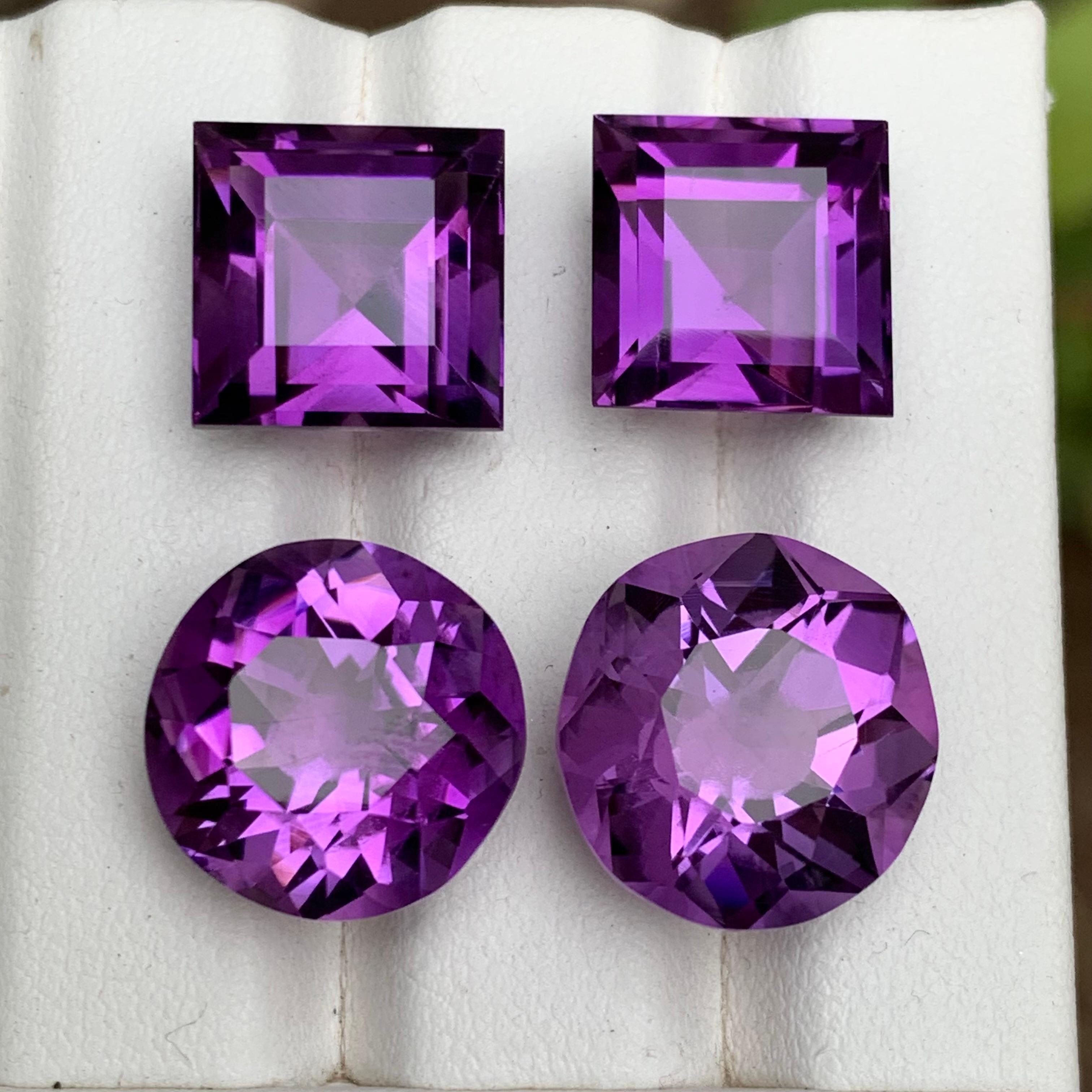 Rich Purple Natural Amethyst Lose Edelsteine Set 40,45 Ct Prinzessin & Runde geschnitten im Angebot 4
