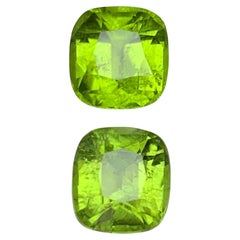 Vivid Green Natural Peridot Earrings Loose Gemstones Set 6.90 Ct Cushion Cut