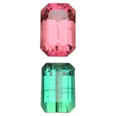 Pink & Minty Green Natural Tourmaline Ring Loose Gemstone 7.45 Ct Emerald Cut