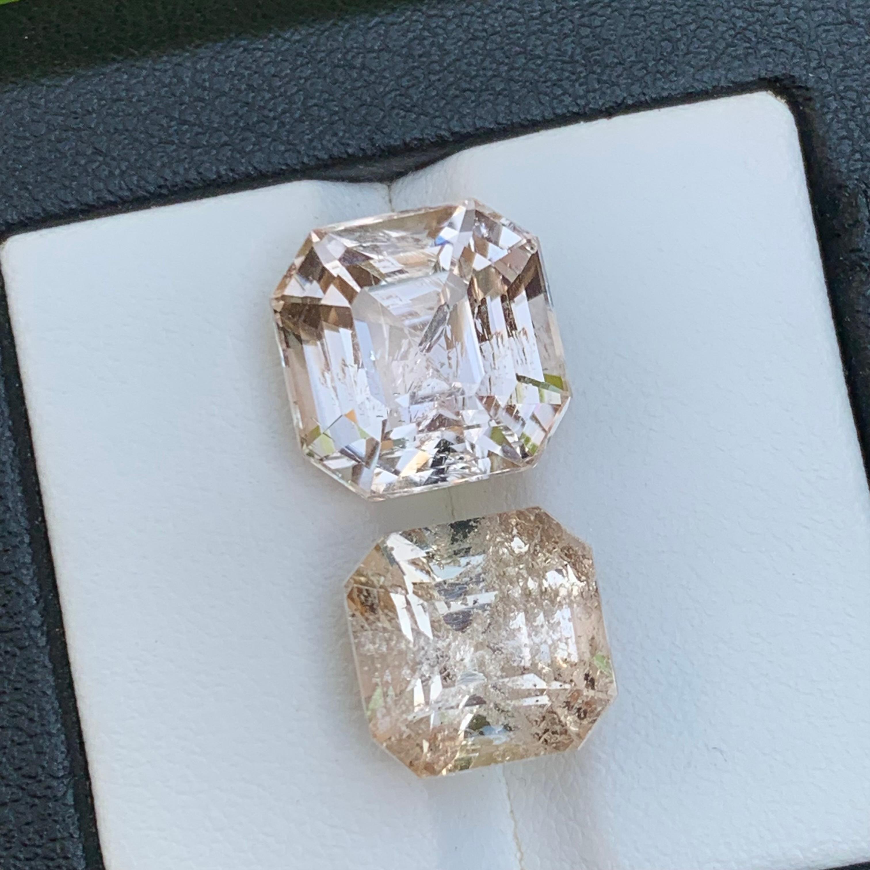 Anello di topazio naturale marrone chiaro con gemme sciolte 21,35 ct taglio Asscher - Gioielleria in vendita 2