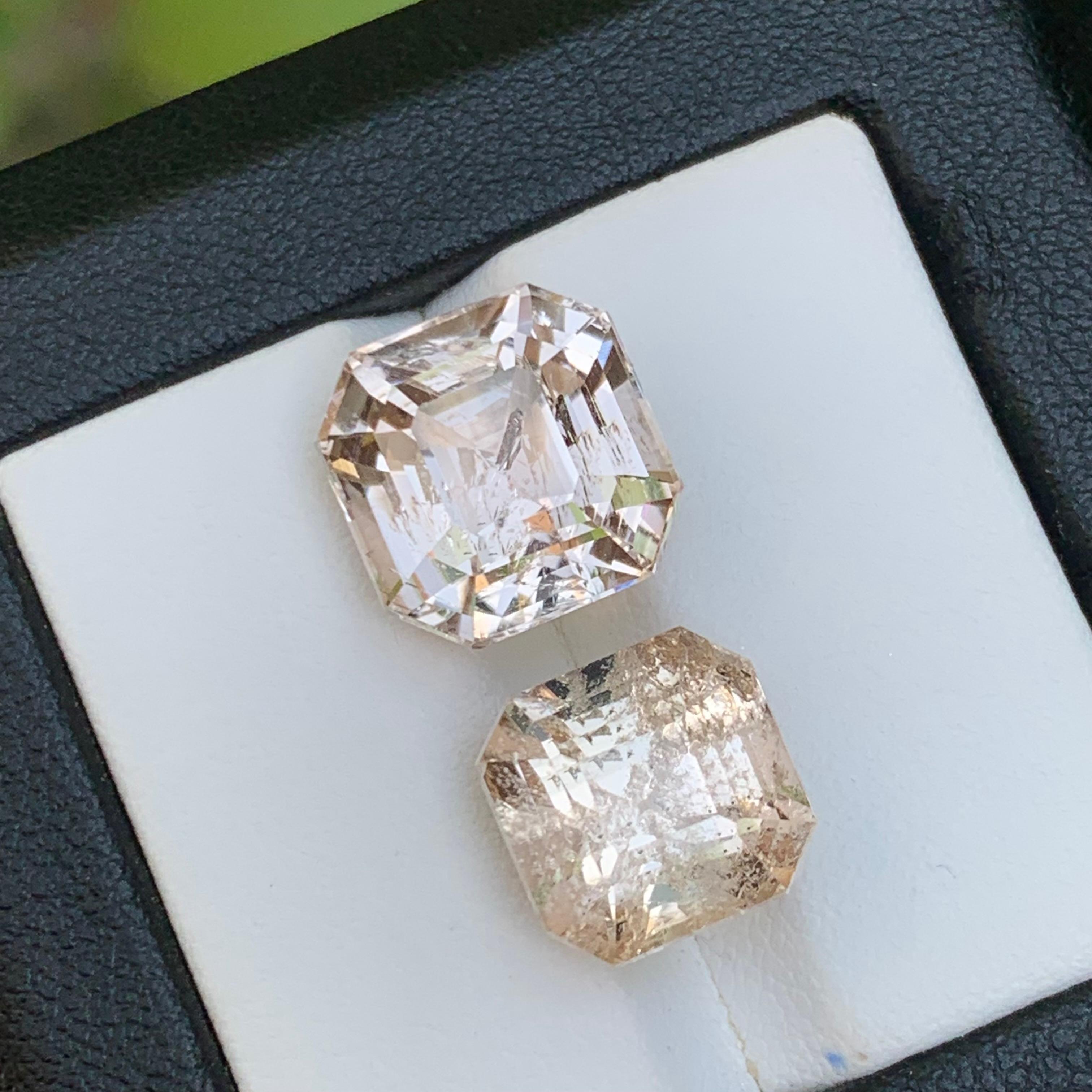 Anello di topazio naturale marrone chiaro con gemme sciolte 21,35 ct taglio Asscher - Gioielleria in vendita 4