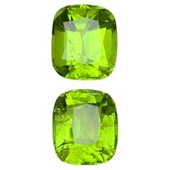 Vivid Green Natural Peridot Earrings Loose Gemstones Set 6.75 Ct Cushion Cut