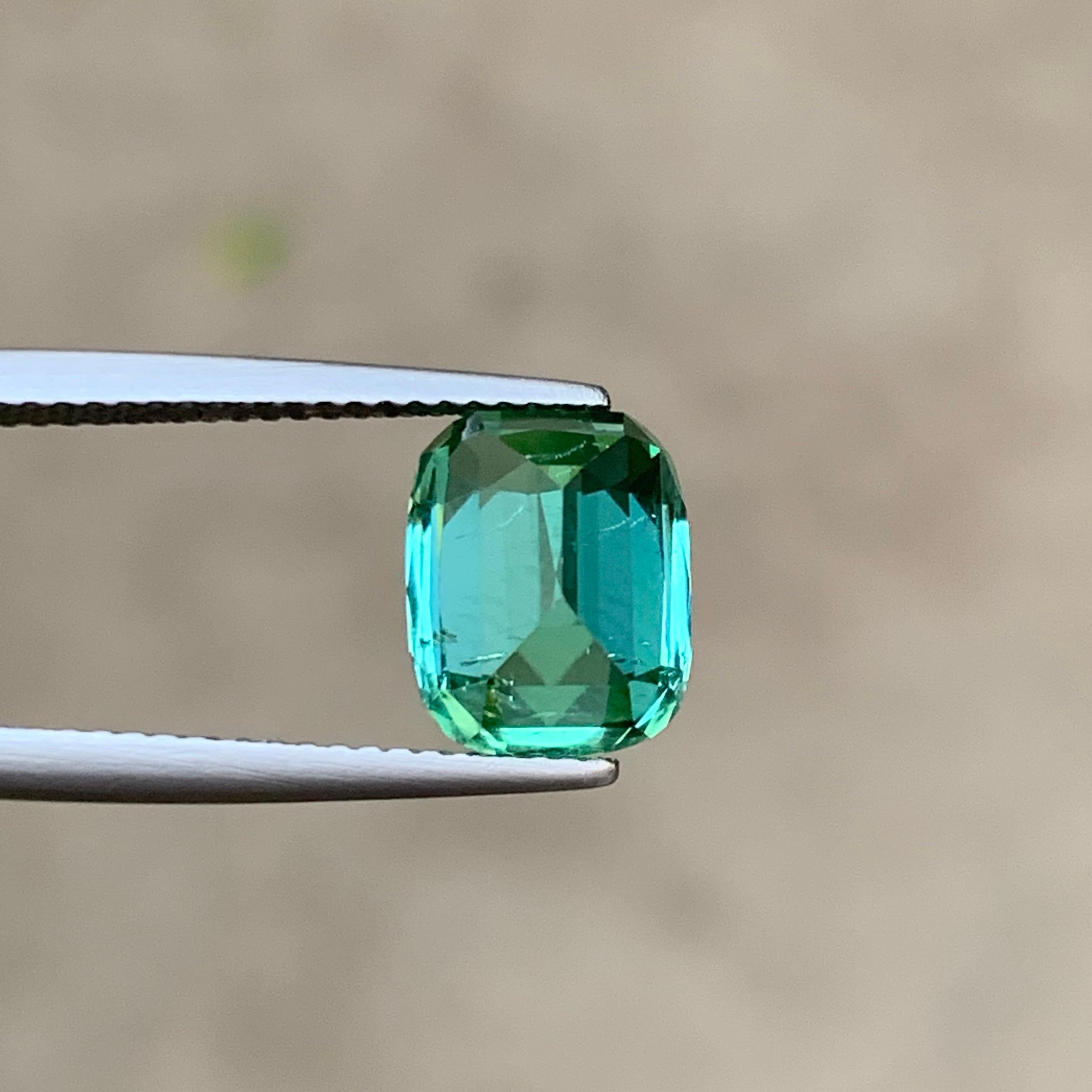 Anello con tormalina naturale verde menta bluastra, gemma sciolta da 4,10 carati, gioiello a cuscino In condizioni Nuovo in vendita a Peshawar, PK