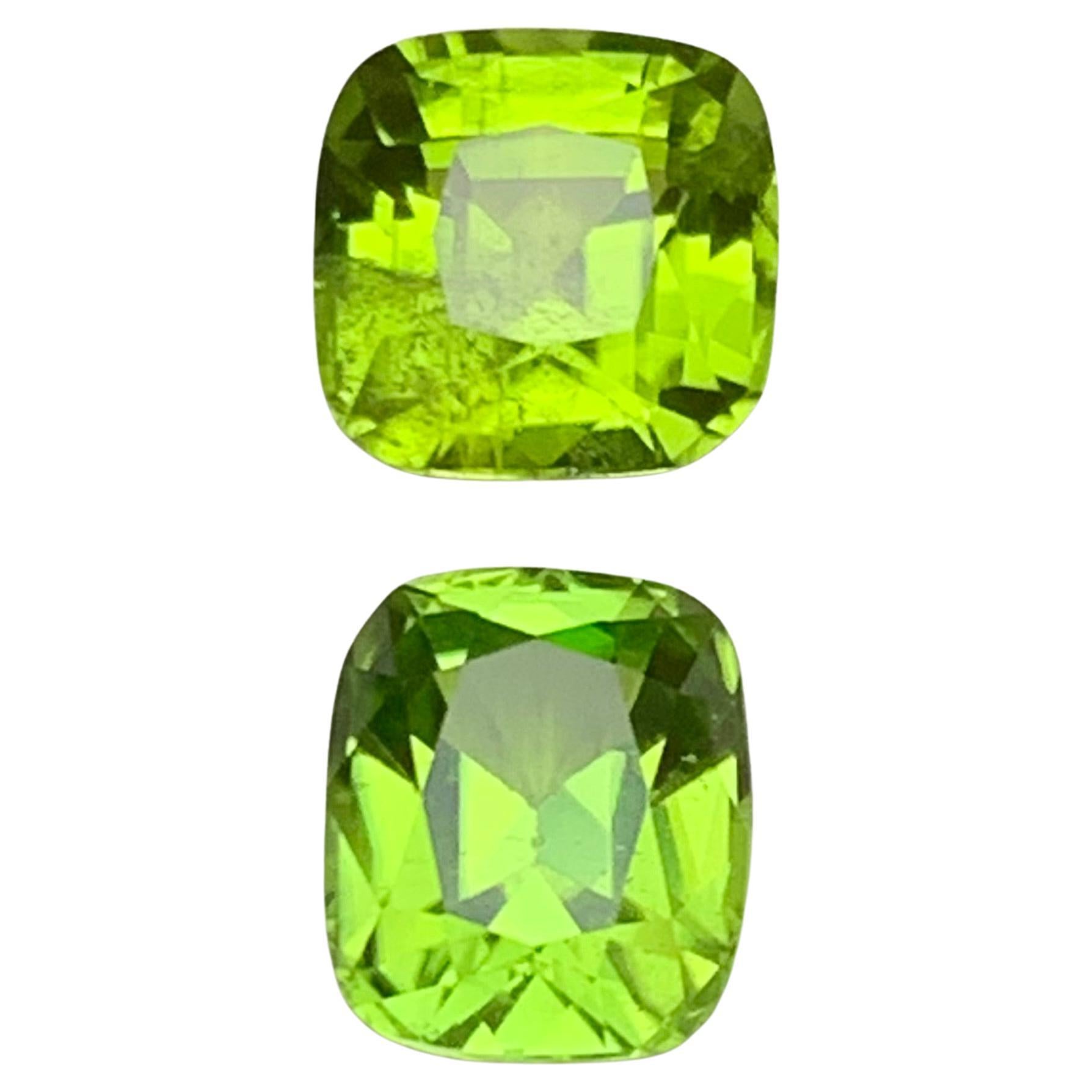 Orecchini di peridoto naturale verde vivo Set di gemme sciolte 6.15 carati taglio cuscino