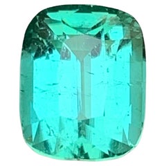 Lagoon Bluish Green Natural Tourmaline Ring Loose Gemstone 4.75 Ct Cushion-Jewel