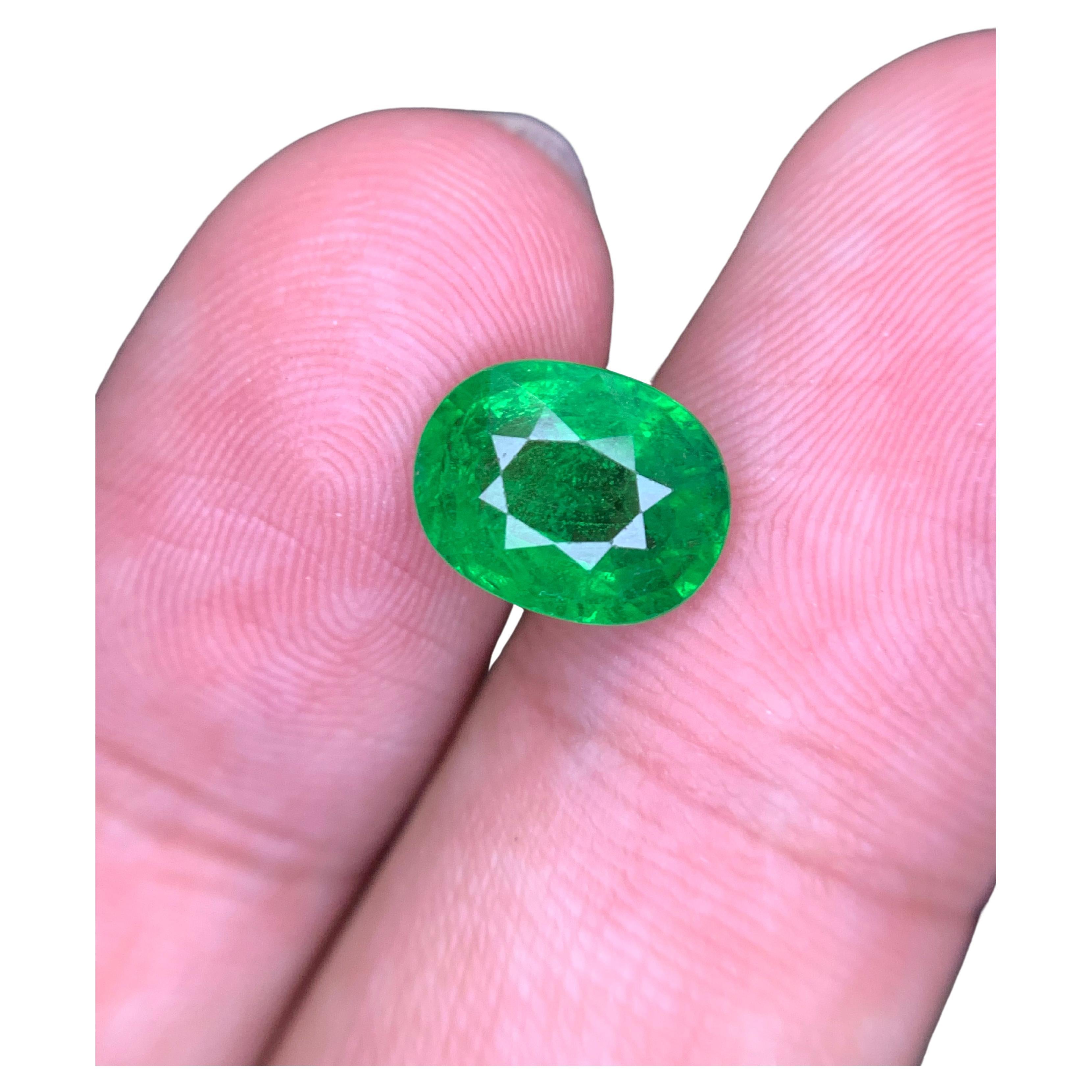 Granato Tsavorite Verde Vivido Gemma Naturale Sciolta 2,91 Ct Taglio Ovale per Anello