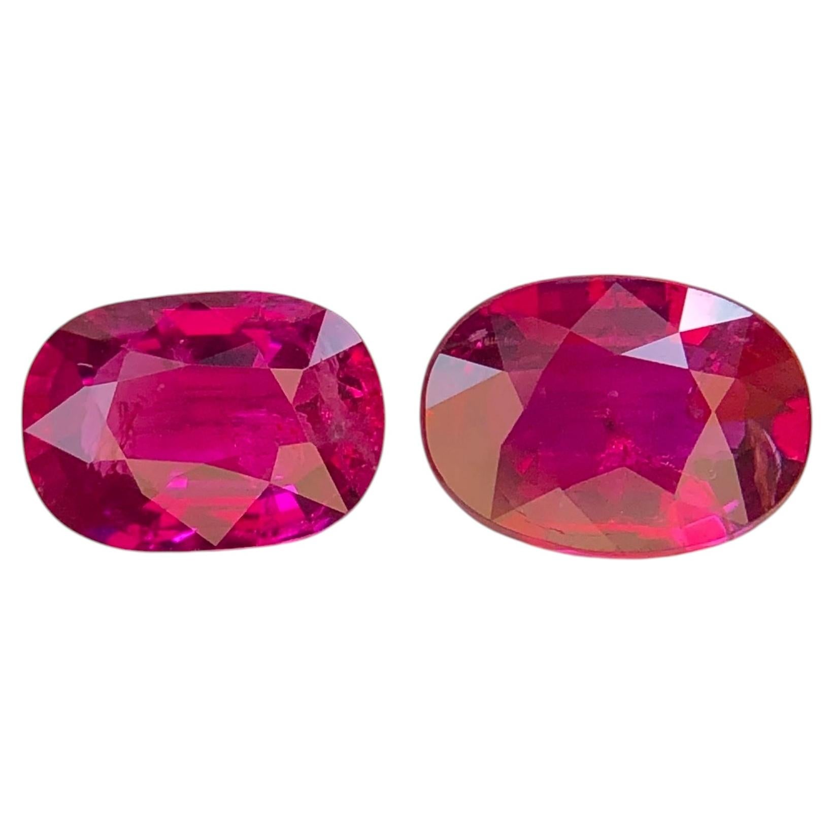 Rubí natural de color rojo rosáceo, 2,10 quilates, talla ovalada tipo cojín, sin tratar térmicamente, piedras sueltas