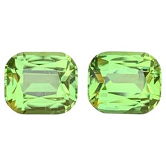 Vibrant Soft Green Natural Peridot 9.91 Carat Cushion Cut Loose Gemstones Pair