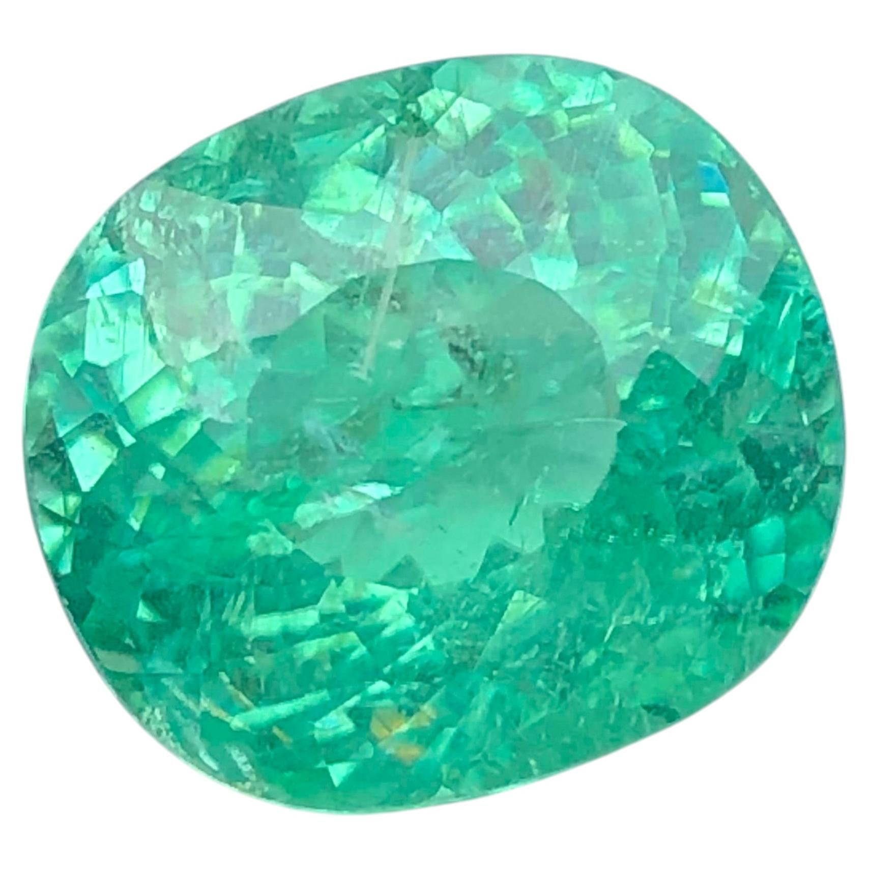 Natural Green Paraiba Tourmaline 6.13 Carat Cushion Cut Loose Gemstone for Ring