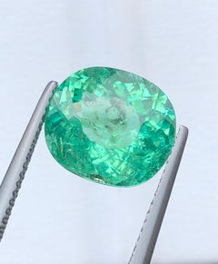 Natural Green Paraiba Tourmaline 6.13 Carat Cushion Cut Loose Gemstone for Ring