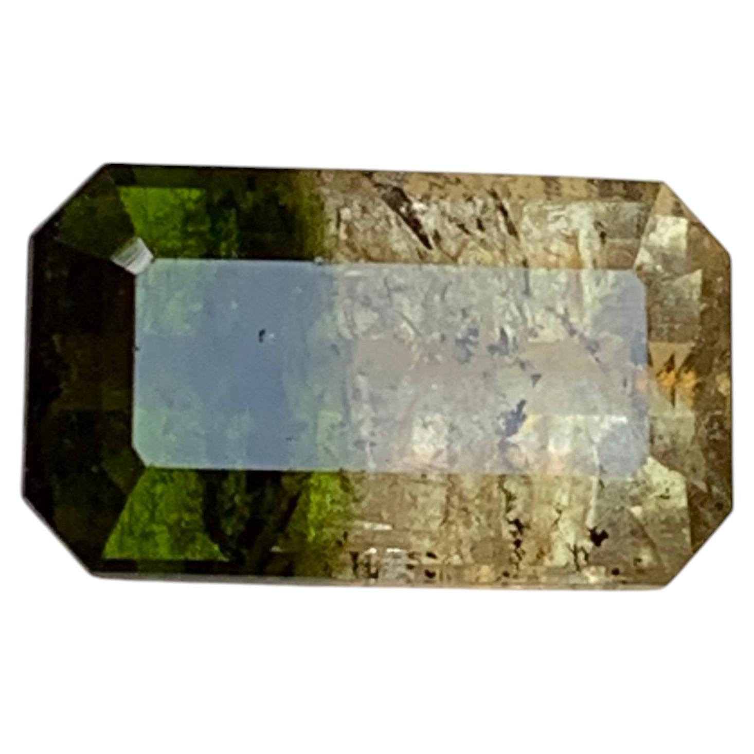 Natural Bicolor Tourmaline 5.33 Carat Emerald Cut Loose Gemstone for Ring For Sale