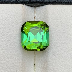 Mint Green Natural Tourmaline 3.30 Carat Cushion Cut Loose Gemstone for Ring