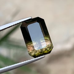 Turmalina bicolor natural de 9,55 ct, talla esmeralda, piedra suelta para anillo o colgante