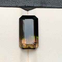 5.78 Carat Bicolor Natural Tourmaline Emerald Cut Loose Gemstone for Ring
