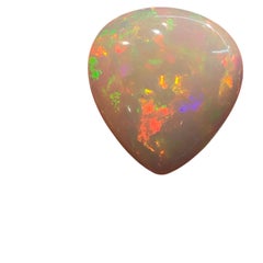 Natural White Creamy Opal 9.85Ct Pear Cabochon Loose Gemstone with Play of Color