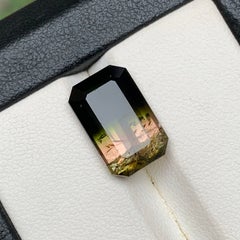 6.10 Carat Bicolor Natural Tourmaline Emerald Cut Loose Gemstone for Ring