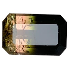 6.10 Carat Bicolor Natural Tourmaline Emerald Cut Loose Gemstone for Ring