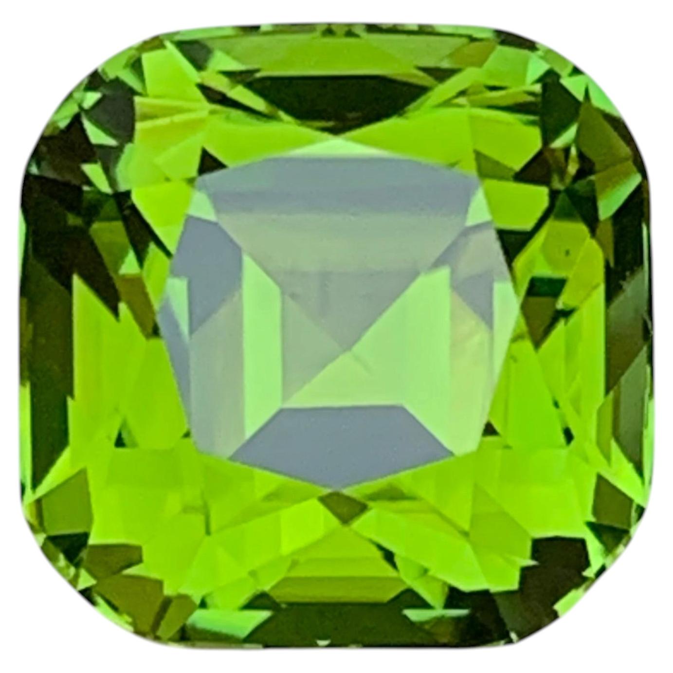 12.59 Carat Vivid Green Natural Tourmaline Cushion Cut Loose Gemstone for Ring
