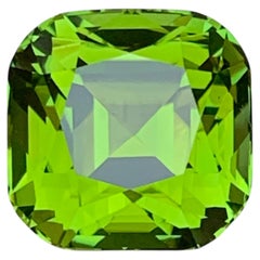 12.59 Carat Vivid Green Natural Tourmaline Cushion Cut Loose Gemstone for Ring