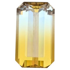 Yellow & White Bicolor Natural Citrine 18.33 Carat Emerald Cut Loose Gemstone