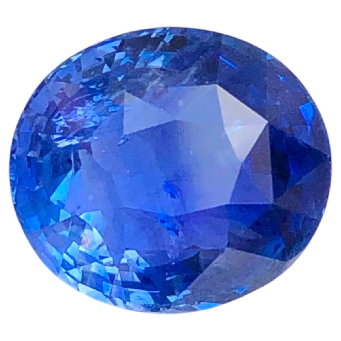 ICA Certified Natural Blue Sapphire 5.12 Carat Oval Cut Loose Gemstone for Ring For Sale
