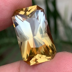 20.38 Carat Yellow & White Bicolor Natural Citrine Radiant Cut Loose Gemstone