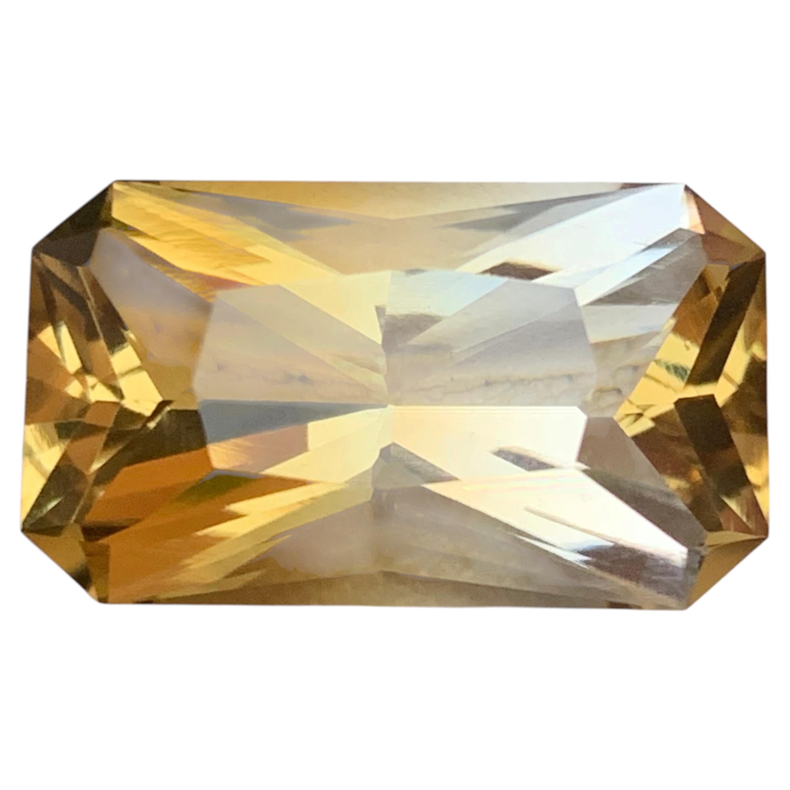 20.38 Carat Yellow & White Bicolor Natural Citrine Radiant Cut Loose Gemstone