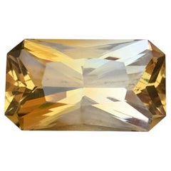 Pierre précieuse non sertie de 20,38 carats, citrine naturelle bicolore (jaune et blanche), taille radiant