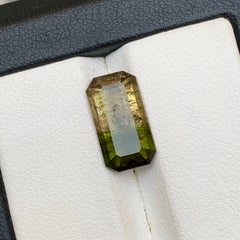 Pietra preziosa sciolta da 4.15 carati, tormalina naturale bicolore con taglio a smeraldo, per anello
