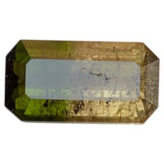 4.15 Carat Bicolor Natural Tourmaline Emerald Cut Loose Gemstone for Ring