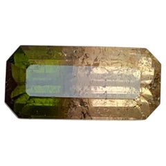 3.59 Carat Bicolor Natural Tourmaline Emerald Cut Loose Gemstone for Ring
